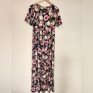 Pink Blush Maxi Dress, Maternity, XL, Hawaiian Floral, Stretchy